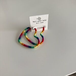 Tell Your Tale Rainbow Heart Hoop Earrings